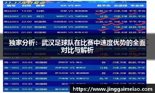 独家分析：武汉足球队在比赛中速度优势的全面对比与解析